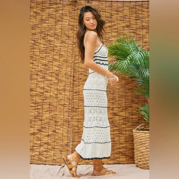 687. Crochet Maxi Dress in Ivory - Picture 2 of 10